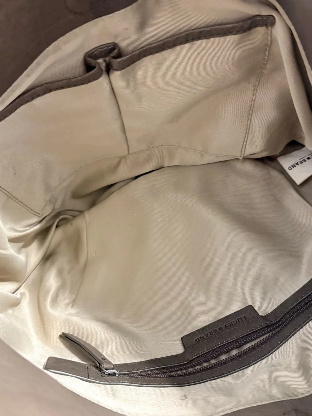 Lucky Brand Olive Brown Leather Hobo Slouchy Shoulder Bag